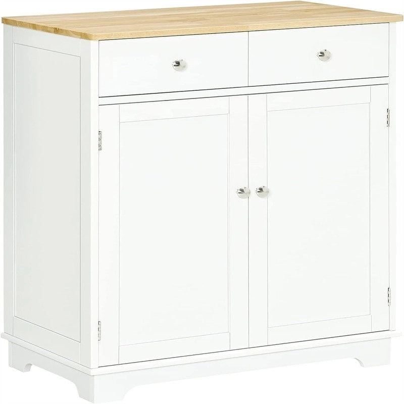 Mobile credenza/buffet a 2 cassetti e 2 ante, nero/bianco/grigio/marrone