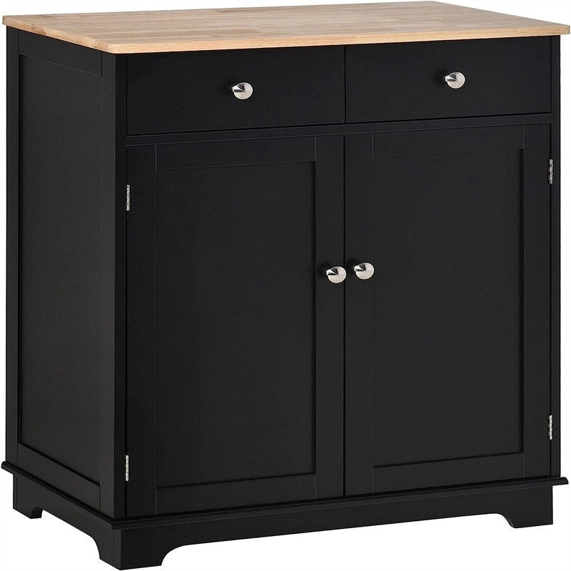Mobile credenza/buffet a 2 cassetti e 2 ante, nero/bianco/grigio/marrone