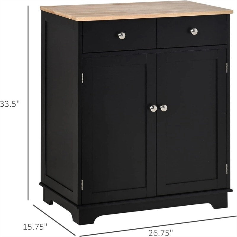 Mobile credenza/buffet a 2 cassetti e 2 ante, nero/bianco/grigio/marrone