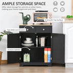 Mobile credenza/buffet a 2 cassetti e 2 ante, nero/bianco/grigio/marrone
