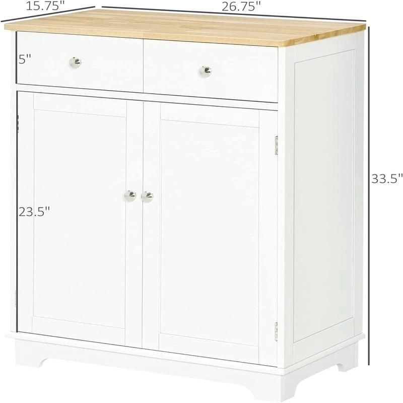 Mobile credenza/buffet a 2 cassetti e 2 ante, nero/bianco/grigio/marrone