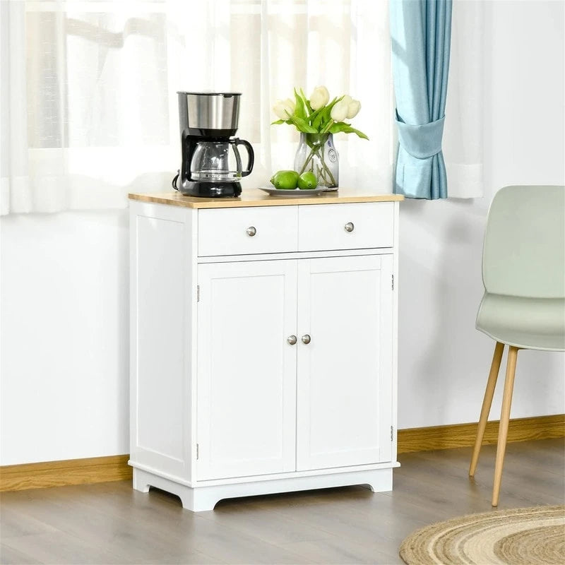 Mobile credenza/buffet a 2 cassetti e 2 ante, nero/bianco/grigio/marrone