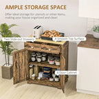 Mobile credenza/buffet a 2 cassetti e 2 ante, nero/bianco/grigio/marrone