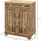 Mobile credenza/buffet a 2 cassetti e 2 ante, nero/bianco/grigio/marrone