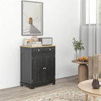 Mobile credenza/buffet a 2 cassetti e 2 ante, nero/bianco/grigio/marrone