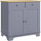 Mobile credenza/buffet a 2 cassetti e 2 ante, nero/bianco/grigio/marrone