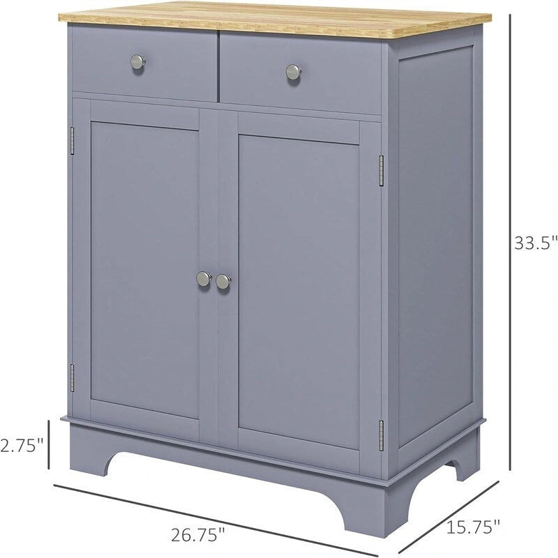 Mobile credenza/buffet a 2 cassetti e 2 ante, nero/bianco/grigio/marrone
