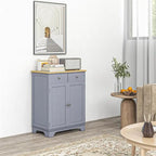 Mobile credenza/buffet a 2 cassetti e 2 ante, nero/bianco/grigio/marrone
