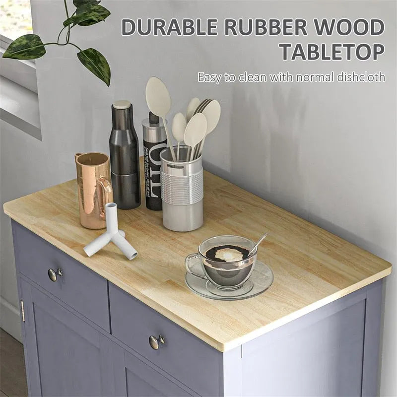Mobile credenza/buffet a 2 cassetti e 2 ante, nero/bianco/grigio/marrone