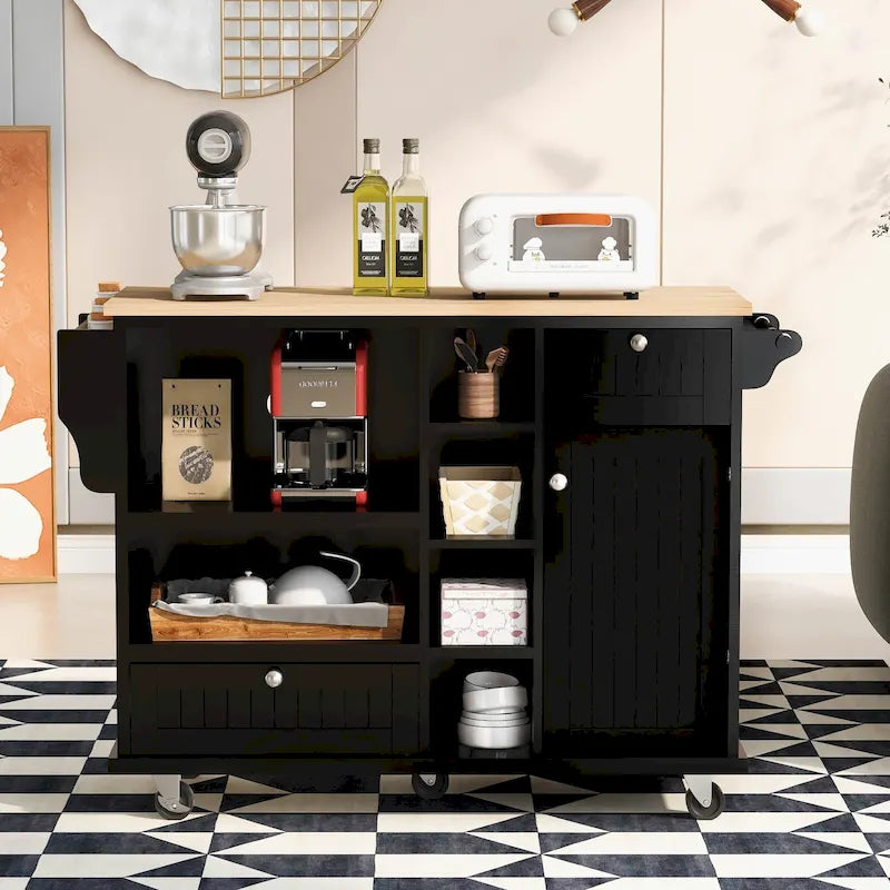 Carrello da cucina su ruote bianco/blu scuro/nero con cassetti, per 2 persone, ruote con blocco