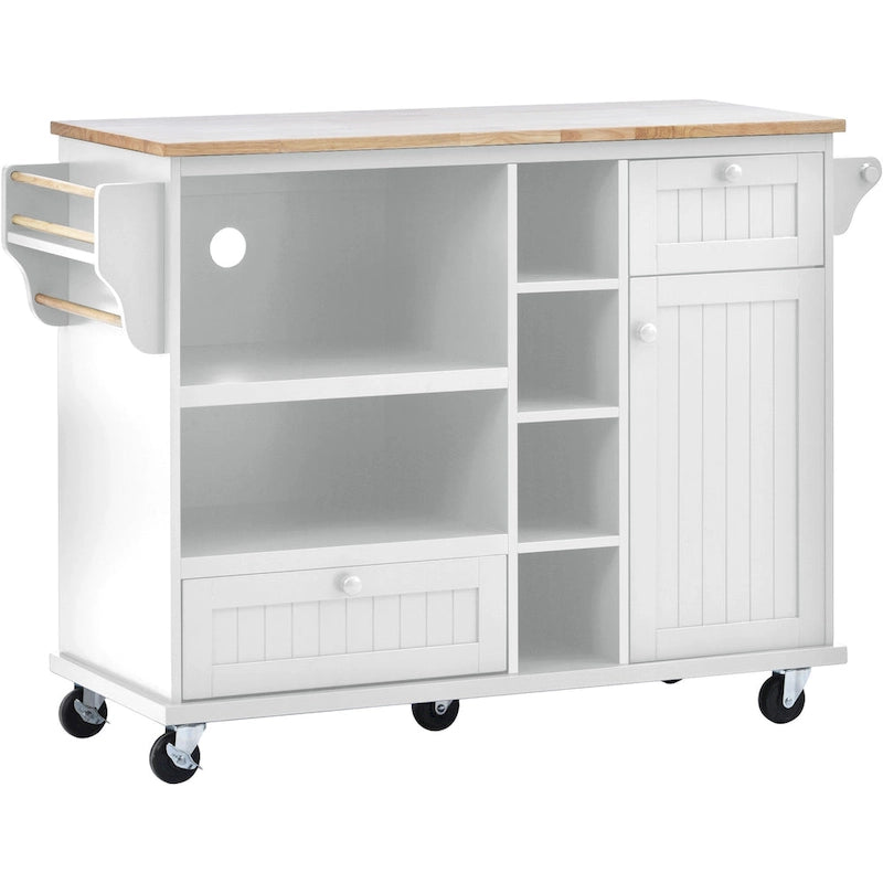 Carrello da cucina su ruote bianco/blu scuro/nero con cassetti, per 2 persone, ruote con blocco