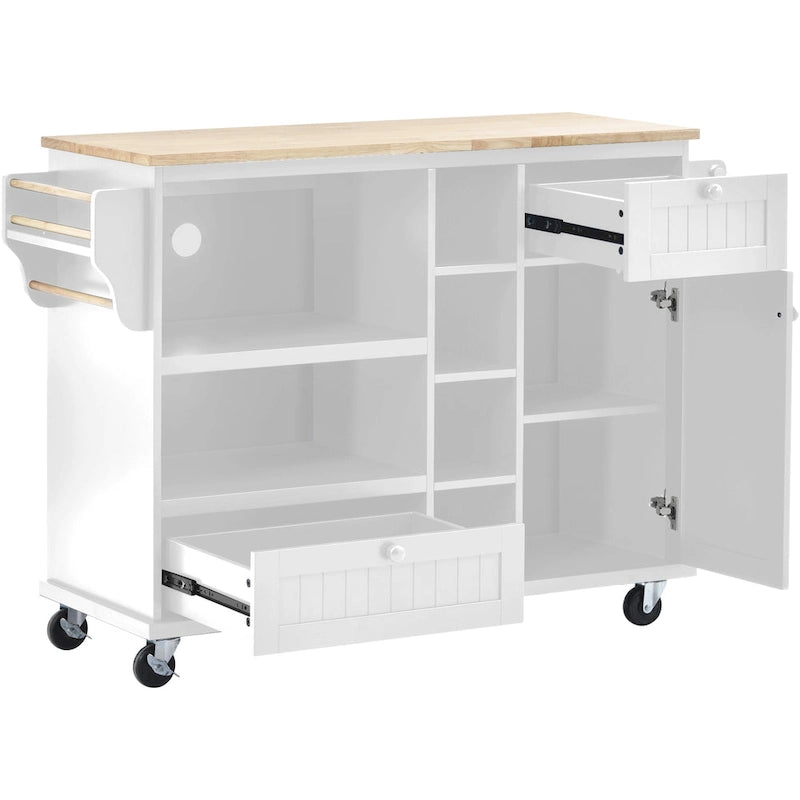 Carrello da cucina su ruote bianco/blu scuro/nero con cassetti, per 2 persone, ruote con blocco