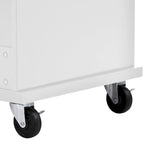 Carrello da cucina su ruote bianco/blu scuro/nero con cassetti, per 2 persone, ruote con blocco