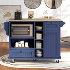 Carrello da cucina su ruote bianco/blu scuro/nero con cassetti, per 2 persone, ruote con blocco