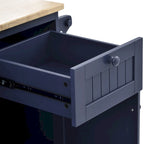 Carrello da cucina su ruote bianco/blu scuro/nero con cassetti, per 2 persone, ruote con blocco