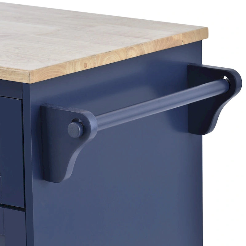 Carrello da cucina su ruote bianco/blu scuro/nero con cassetti, per 2 persone, ruote con blocco