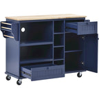 Carrello da cucina su ruote bianco/blu scuro/nero con cassetti, per 2 persone, ruote con blocco