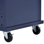 Carrello da cucina su ruote bianco/blu scuro/nero con cassetti, per 2 persone, ruote con blocco