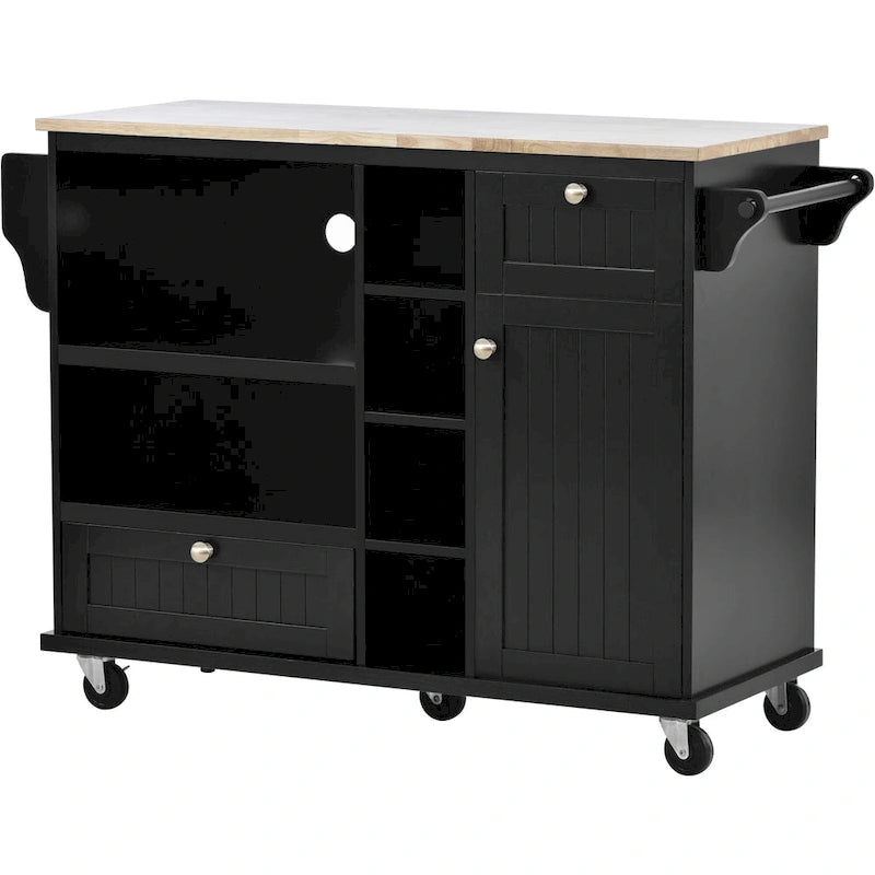 Carrello da cucina su ruote bianco/blu scuro/nero con cassetti, per 2 persone, ruote con blocco