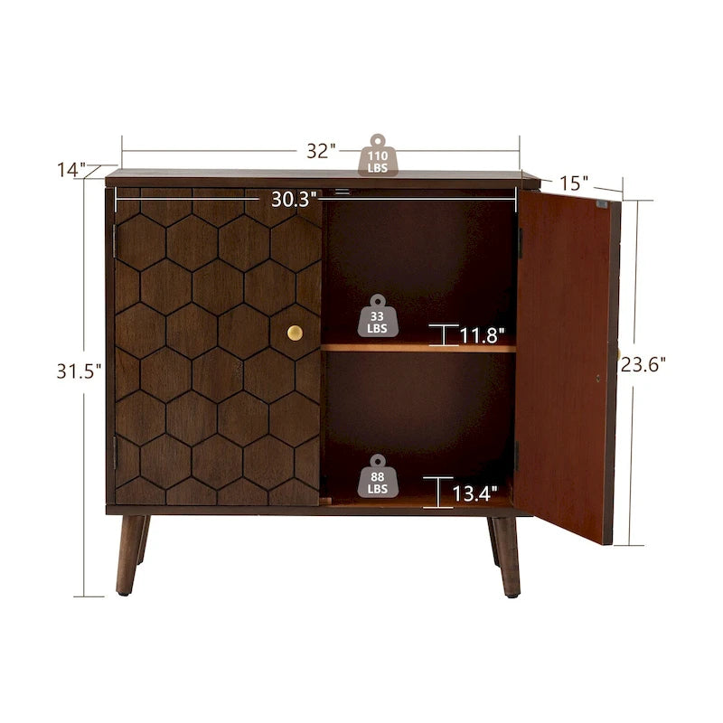 Sideboard und Anrichte aus Massivholz, Aufbewahrungsschrank