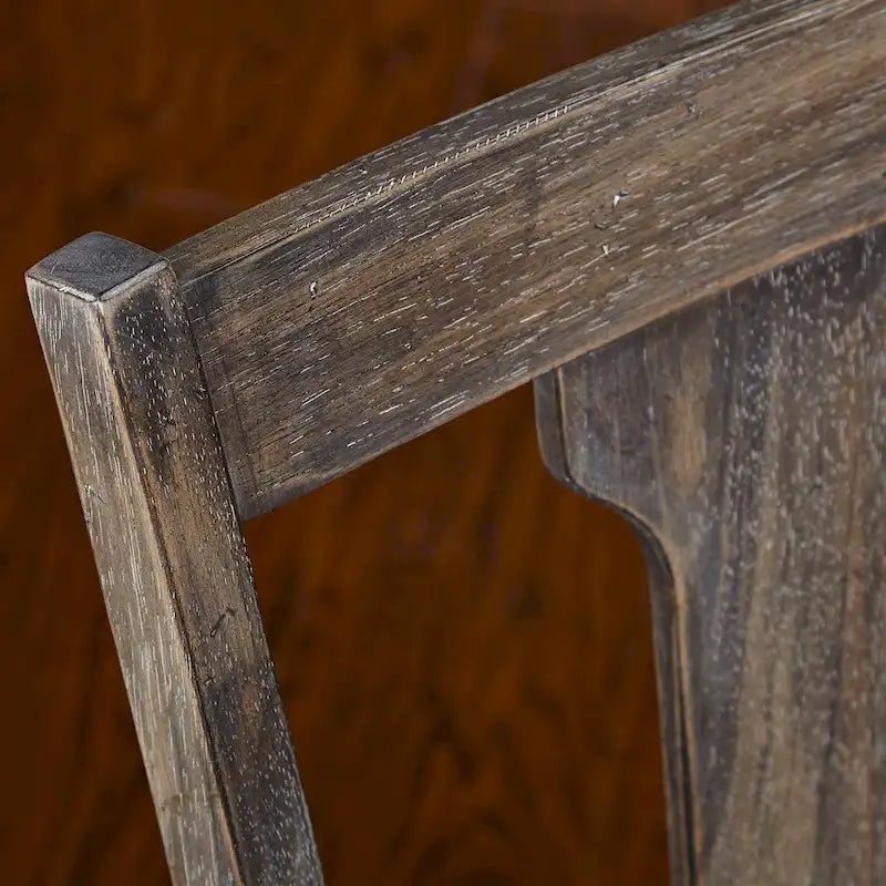 Sedie da pranzo imbottite in stile colonico, set da 2 – Grigio Invecchiato / Marrone Rustico / Legno Ligneo