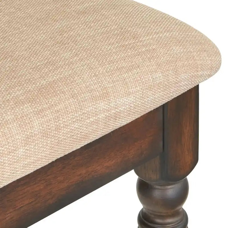 Sedie da pranzo imbottite in stile colonico, set da 2 – Grigio Invecchiato / Marrone Rustico / Legno Ligneo