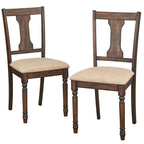 Sedie da pranzo imbottite in stile colonico, set da 2 – Grigio Invecchiato / Marrone Rustico / Legno Ligneo