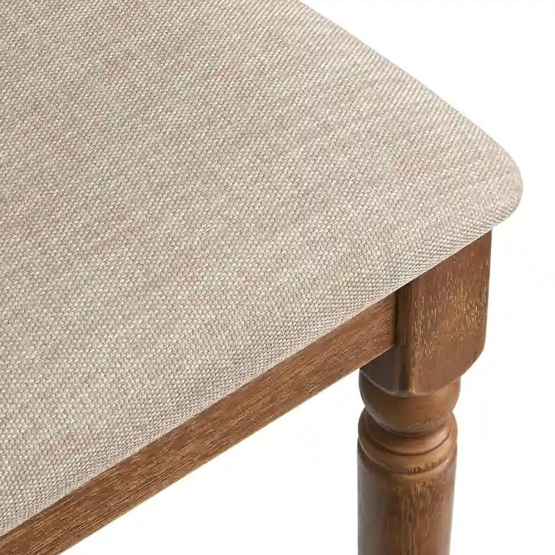 Sedie da pranzo imbottite in stile colonico, set da 2 – Grigio Invecchiato / Marrone Rustico / Legno Ligneo