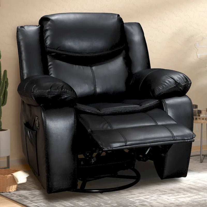 Geräumiger Relaxsessel aus strapazierfähigem Leder mit Massage- und Wärmefunktion
