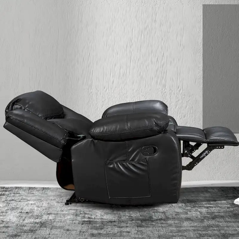 Geräumiger Relaxsessel aus strapazierfähigem Leder mit Massage- und Wärmefunktion