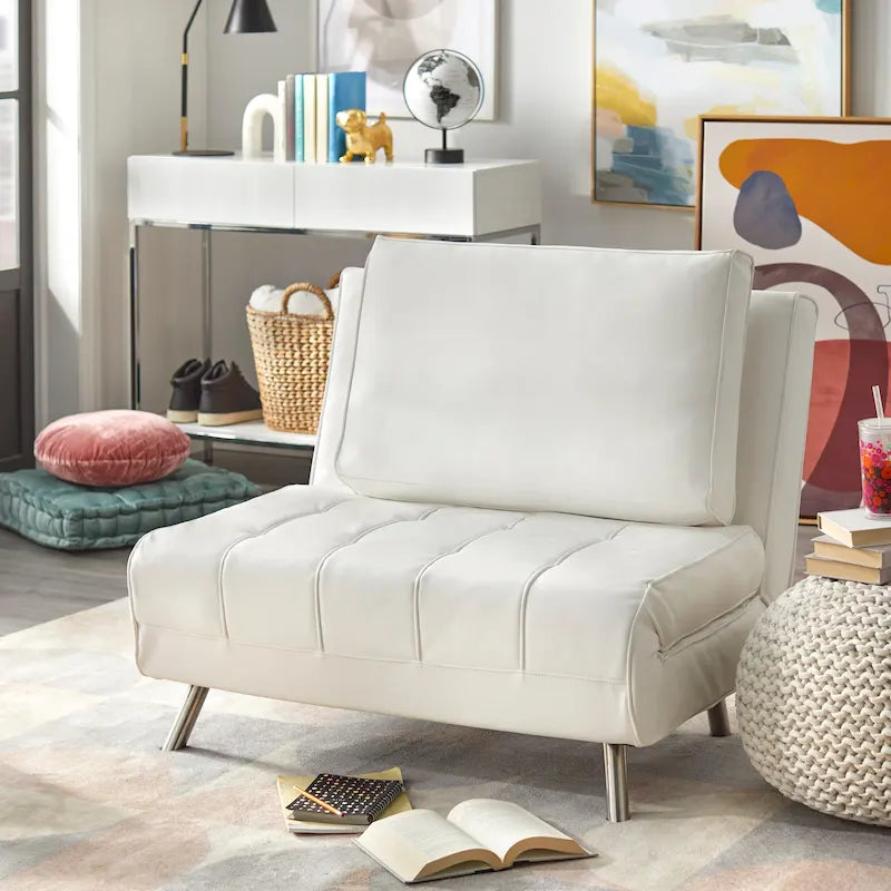 Mid-Century Modern Futon Chair Converts to Bed for Guest Room