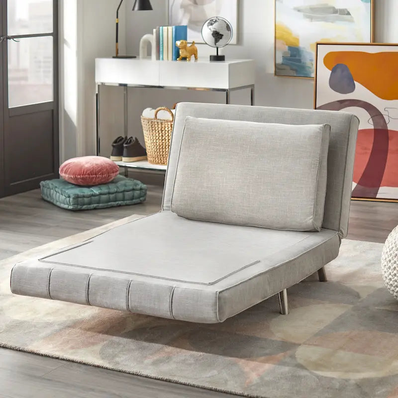 Mid-Century Modern Futon Chair Converts to Bed for Guest Room