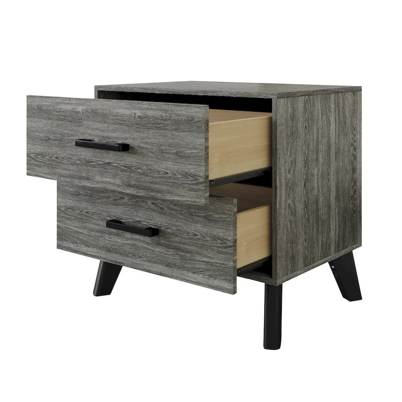Klassischer Nachttisch aus Holz mit 2 Schubladen