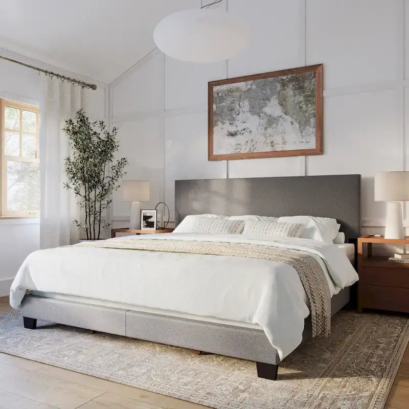 Letto imbottito moderno, rete a doghe necessaria