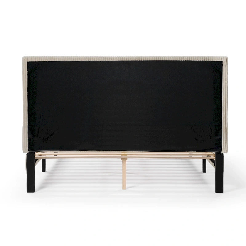 Modernes Plattformbett aus Cordstoff in Queen-Size, kein Lattenrost erforderlich