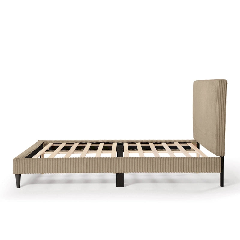 Modernes Plattformbett aus Cordstoff in Queen-Size, kein Lattenrost erforderlich