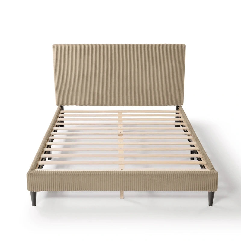 Modernes Plattformbett aus Cordstoff in Queen-Size, kein Lattenrost erforderlich