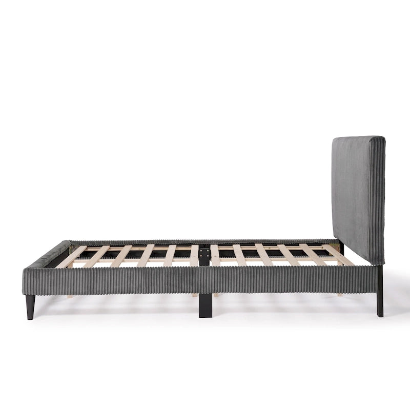 Modernes Plattformbett aus Cordstoff in Queen-Size, kein Lattenrost erforderlich