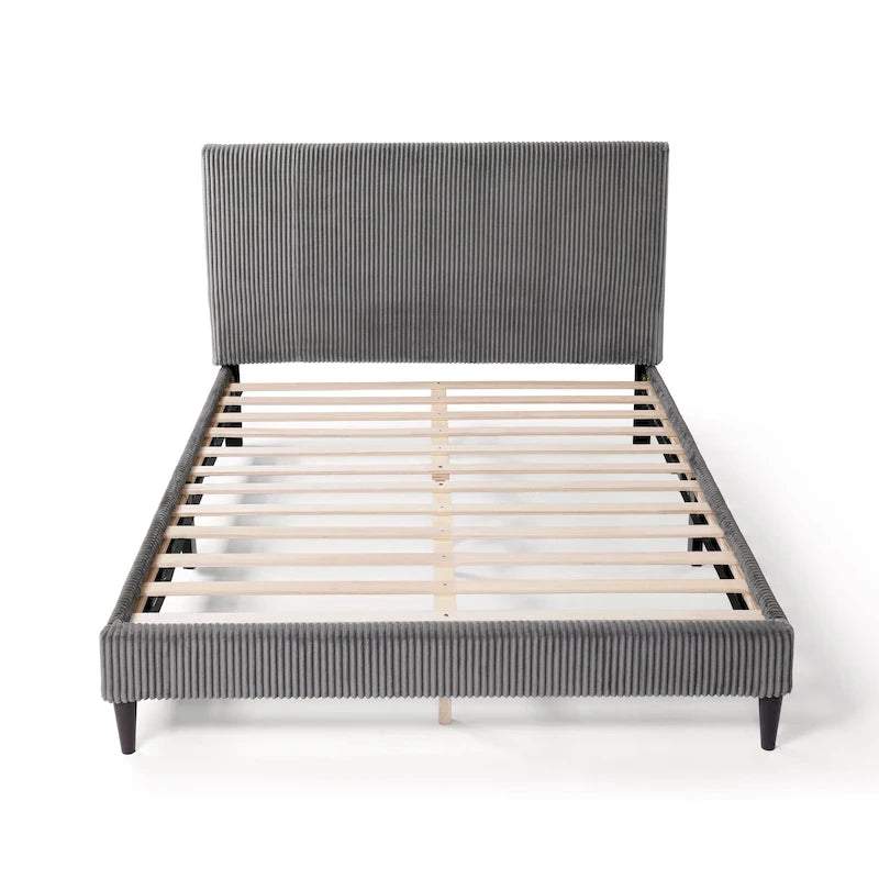 Modernes Plattformbett aus Cordstoff in Queen-Size, kein Lattenrost erforderlich
