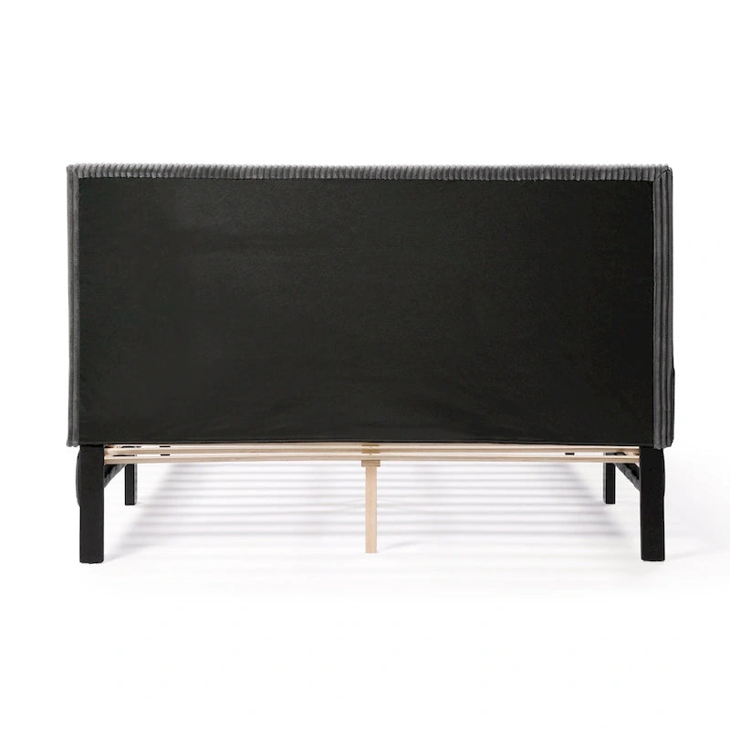 Modernes Plattformbett aus Cordstoff in Queen-Size, kein Lattenrost erforderlich