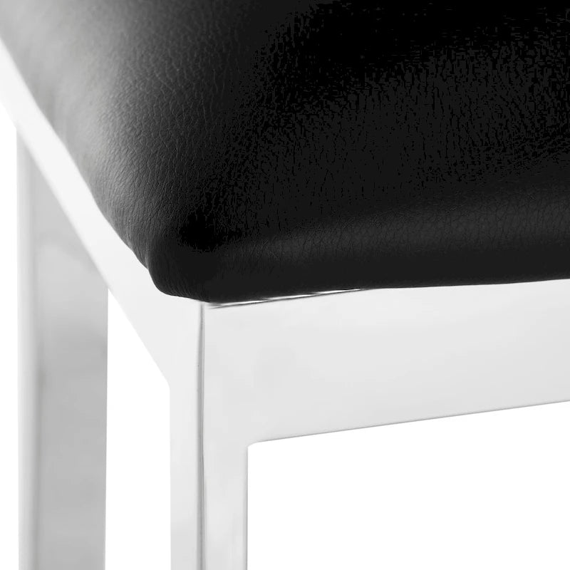 Sgabello da bar con schienale incrociato in PU cromato/bianco e nero, altezza seduta 76 cm, singolo
