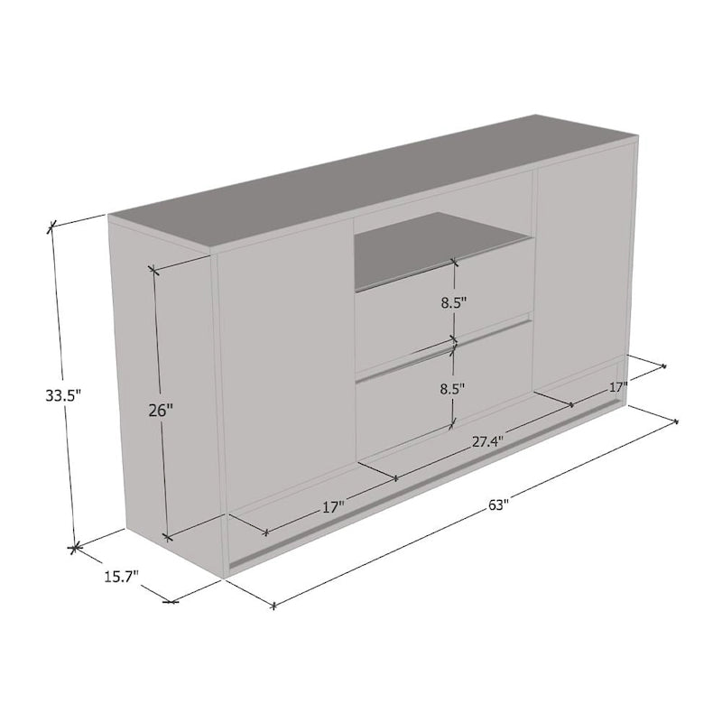 Credenza Lucida 160 cm Rovere Bianco/Rovere e Rovere Nero/Rovere – 2 Opzioni Colore