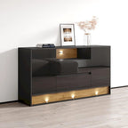 Credenza Lucida 160 cm Rovere Bianco/Rovere e Rovere Nero/Rovere – 2 Opzioni Colore