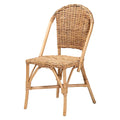 Sedia da Pranzo in Rattan Marrone Naturale, Stile Bohemien, Seduta Singola