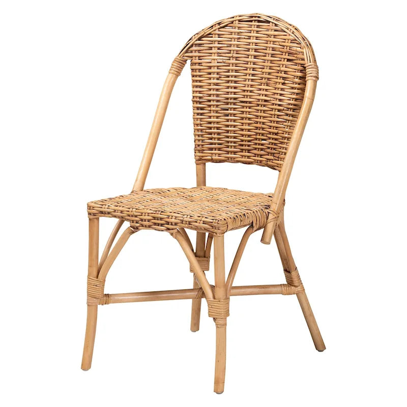 Sedia da Pranzo in Rattan Marrone Naturale, Stile Bohemien, Seduta Singola