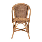 Sedia da Pranzo in Rattan Marrone Naturale, Stile Bohemien, Seduta Singola