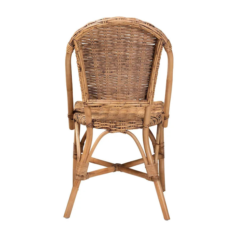 Sedia da Pranzo in Rattan Marrone Naturale, Stile Bohemien, Seduta Singola