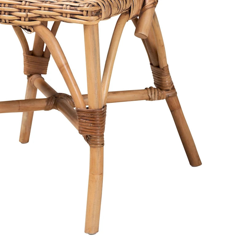 Sedia da Pranzo in Rattan Marrone Naturale, Stile Bohemien, Seduta Singola