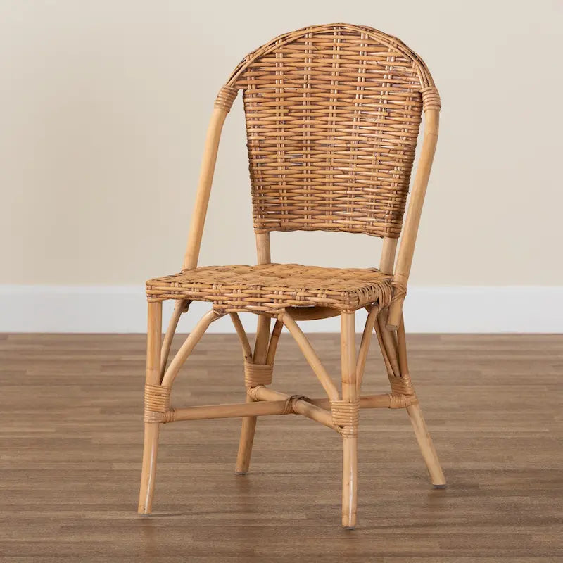 Sedia da Pranzo in Rattan Marrone Naturale, Stile Bohemien, Seduta Singola