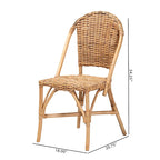 Sedia da Pranzo in Rattan Marrone Naturale, Stile Bohemien, Seduta Singola